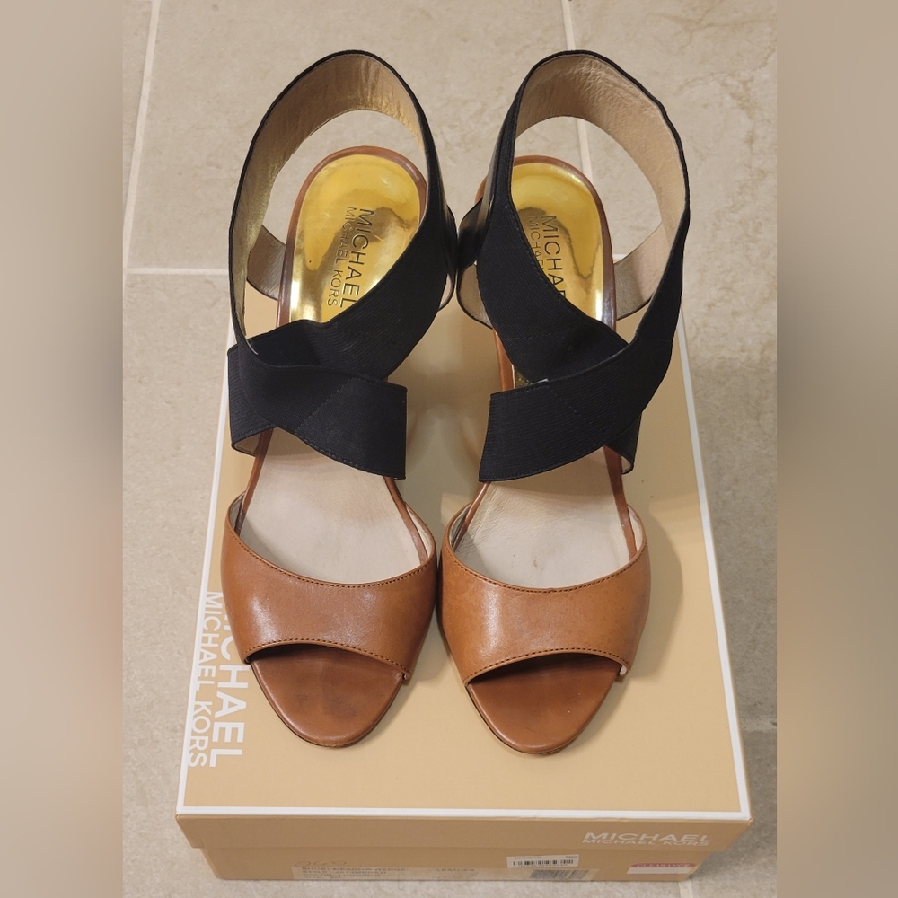 Michael Kors Leather Wedge Sandals